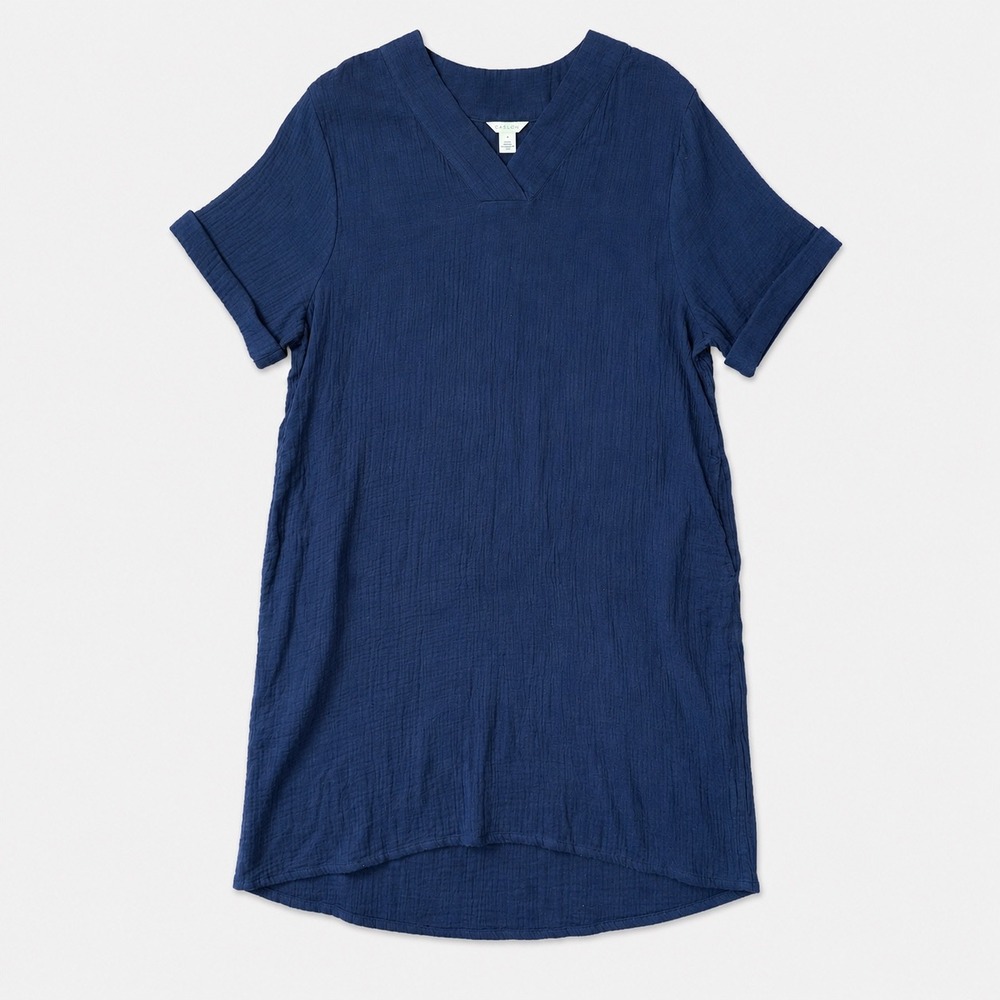 Caslon‎ Cotton Gauze Shift Dress in Navy (XS) Oversized Beachy Lightweight Flowy